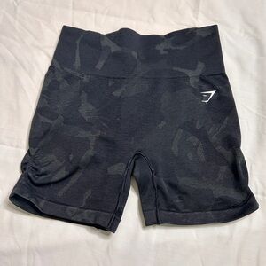 Gymshark Black Athletic Shorts with Stretchy Fabric and Wide Waistband